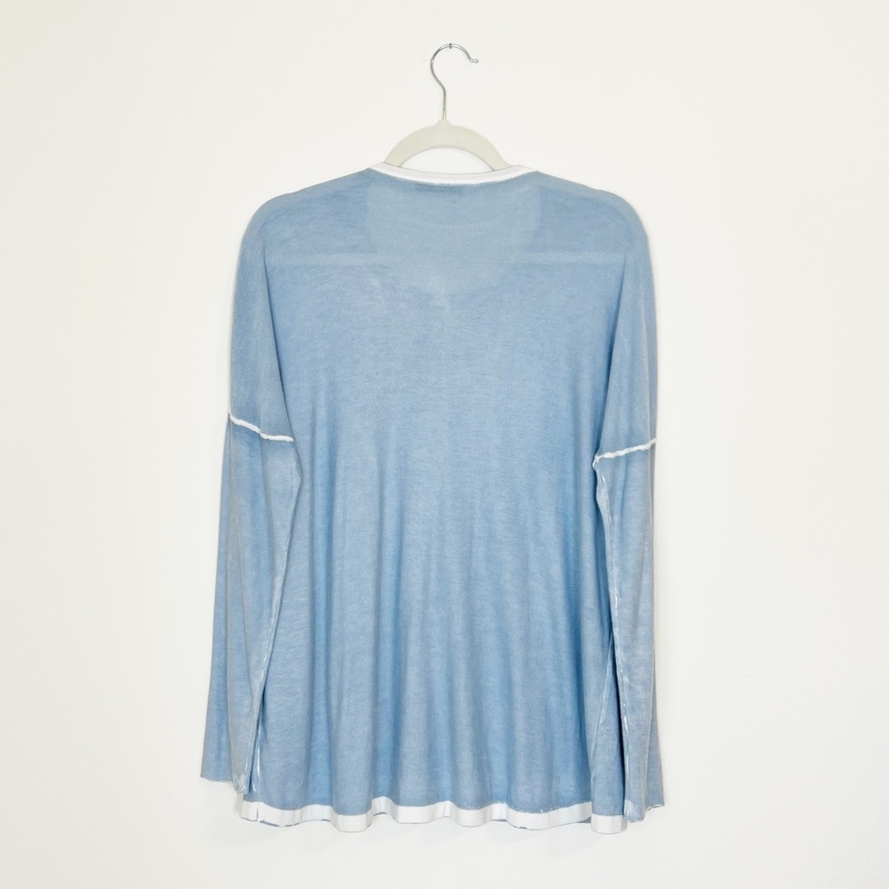 Kokun Cashmere Bamboo Overdye Boxy Crew Relaxed Sweater Lightweight Pullover M/L - Picture 3 of 6